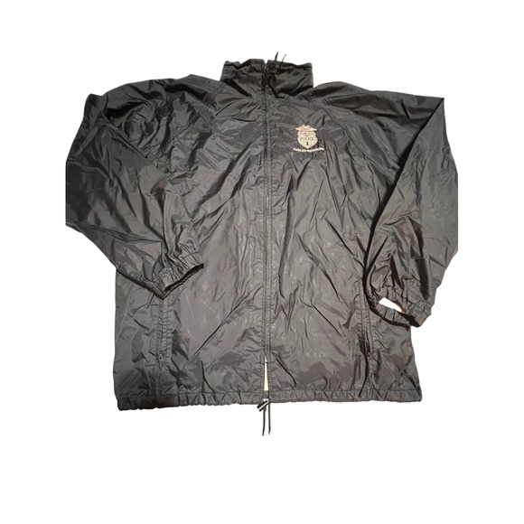 Harley Davidson Police Motorcycles Windbreaker Hood Jacket Black Nylon Mens XL